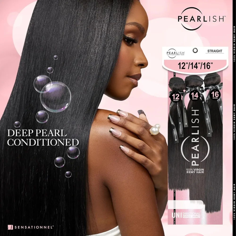 Sensationnel Pearlish Virgin Remy Human Hair Weave 3X Multi Bundles Straight - Silky Natural Finish, Smooth & Natural - Image 3