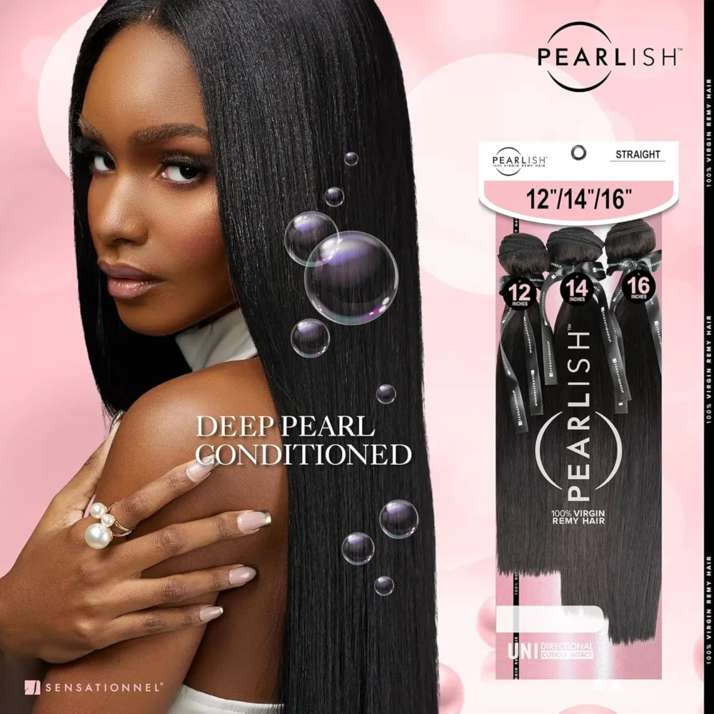 Sensationnel Pearlish Virgin Remy Human Hair Weave 3X Multi Bundles Straight - Silky Natural Finish, Smooth & Natural - Image 5