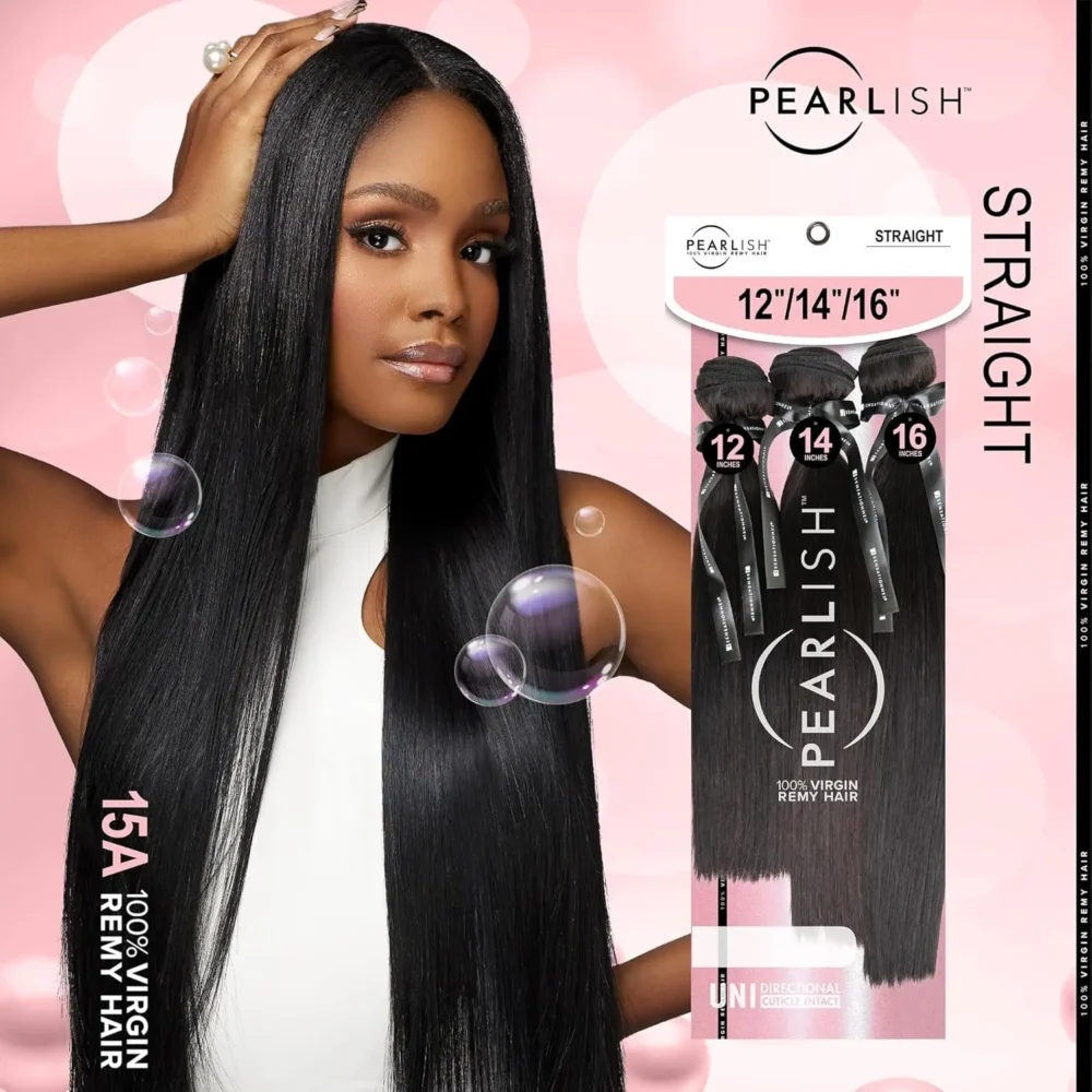 Sensationnel Pearlish Virgin Remy Human Hair Weave 3X Multi Bundles Straight - Silky Natural Finish, Smooth & Natural - Image 4